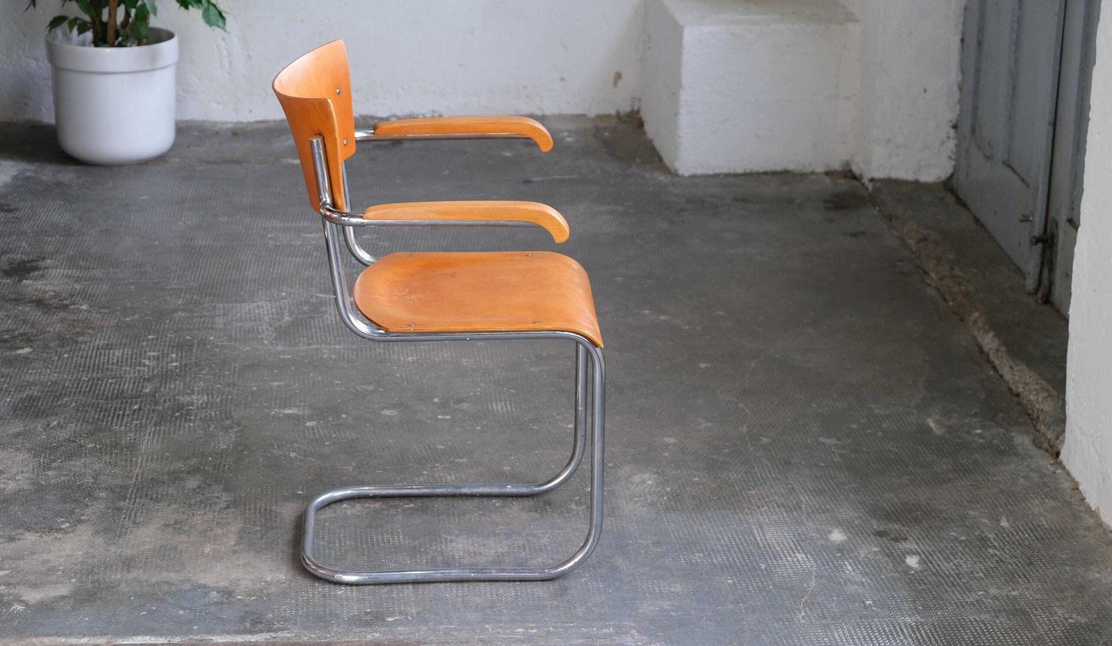Bauhaus Cantilever Armchair By Mart Stam, In Orange Brown photo buy