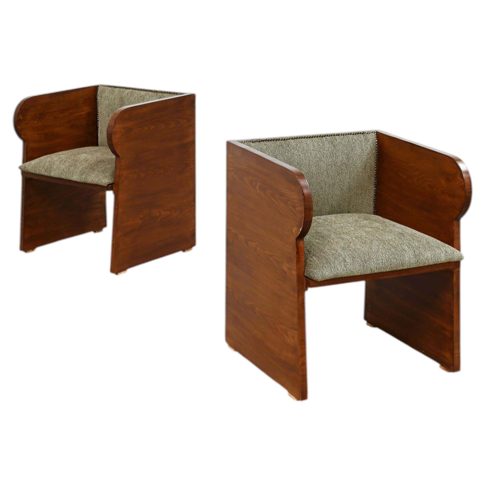 Pair Of Swedish Modern Armchairs, Sculptural Pine, Sweden, 1940s