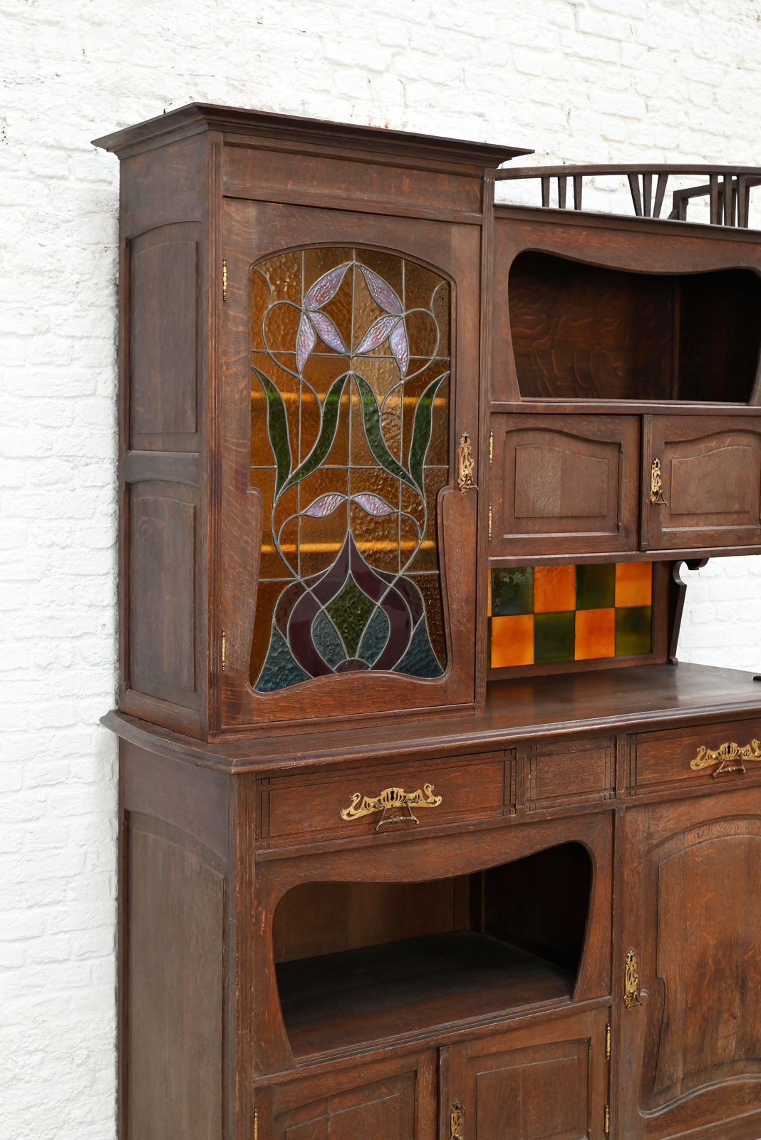 photo for sale Art Nouveau Cabinet Attributed To Gustave Serrurier Bovy, Belgium, Circa 1900