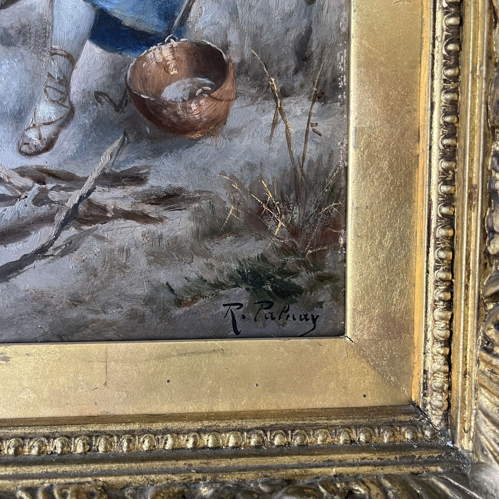 Pair Of Antique Oil On Boards Signed. R Palnay photo 1249.99