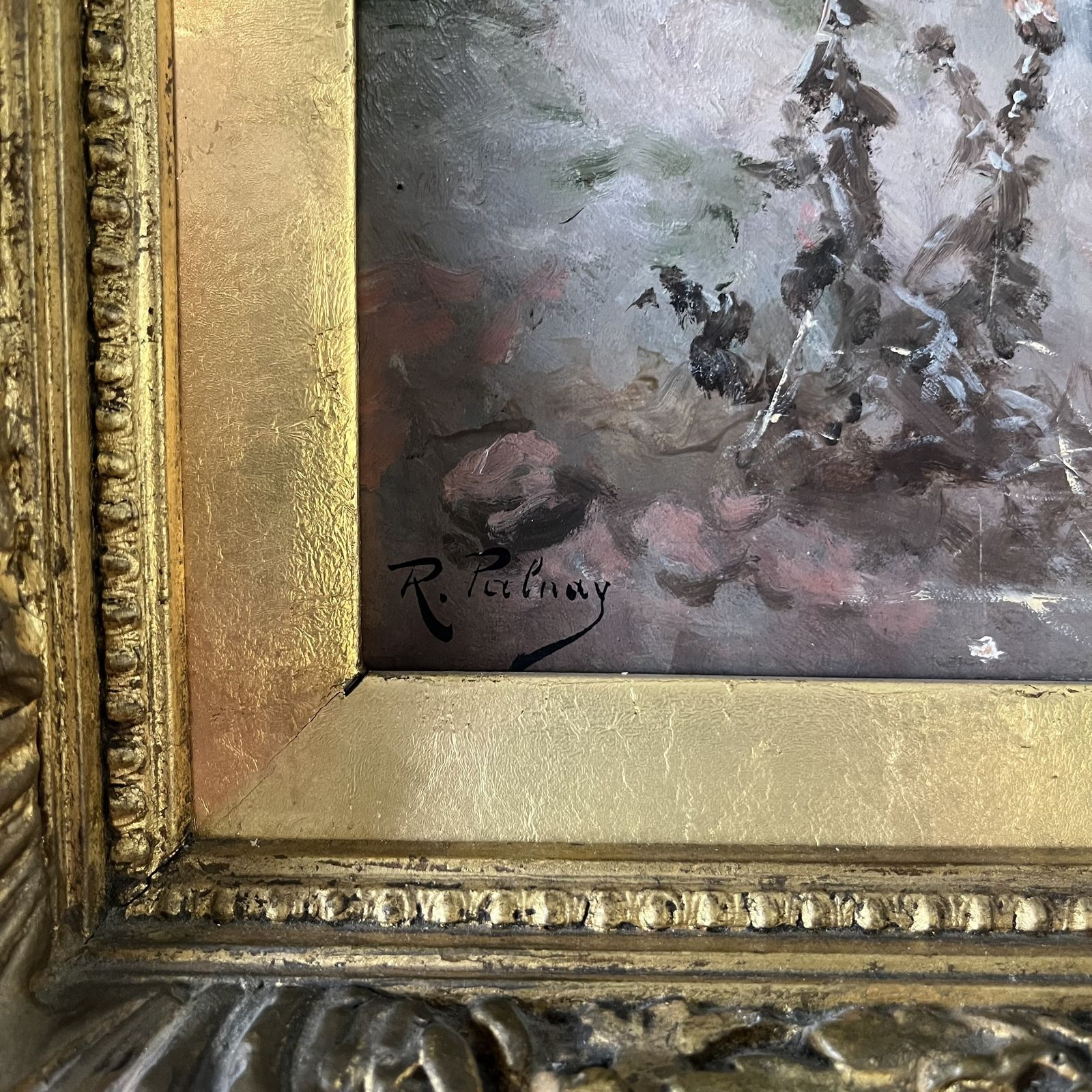 photo buy Pair Of Antique Oil On Boards Signed. R Palnay
