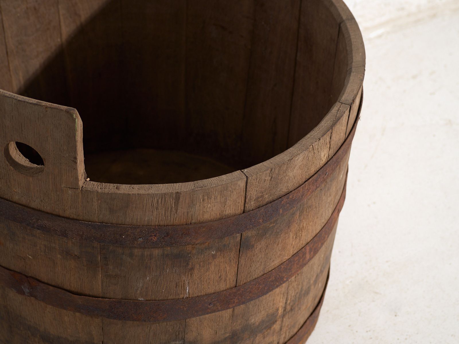 Antique Wooden Barrel With Iron Straps – Central Europe, Circa 1920 photo furniture