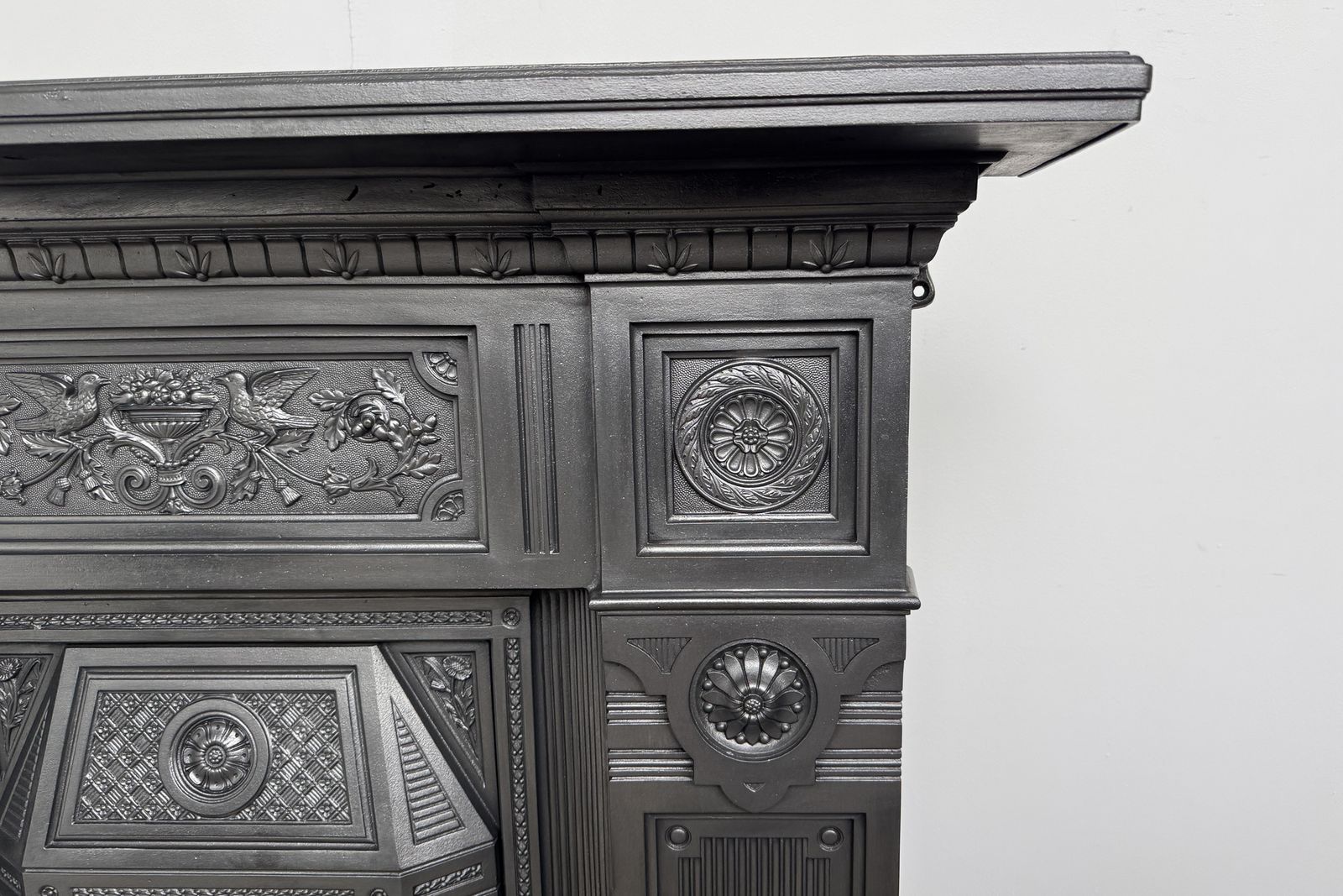Large Antique Ornate Victorian Cast Iron Combination Fireplace photo 1650.0