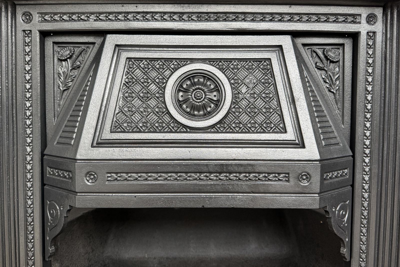 Large Antique Ornate Victorian Cast Iron Combination Fireplace photo vintage