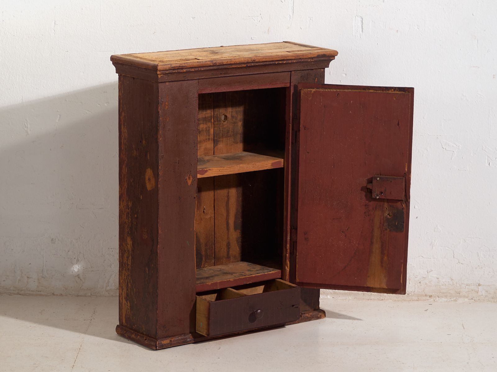Antique Painted Cabinet In Pine Wood – Central Europe, Circa 1900 photo Furniture
