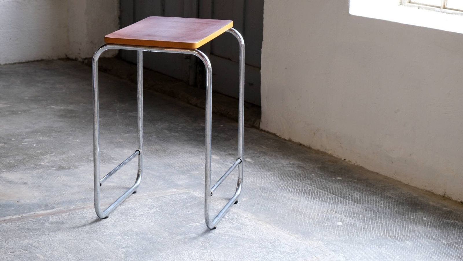 Small Tubular Steel Side Table In Bauhaus Design With Bakelite Shelf #2