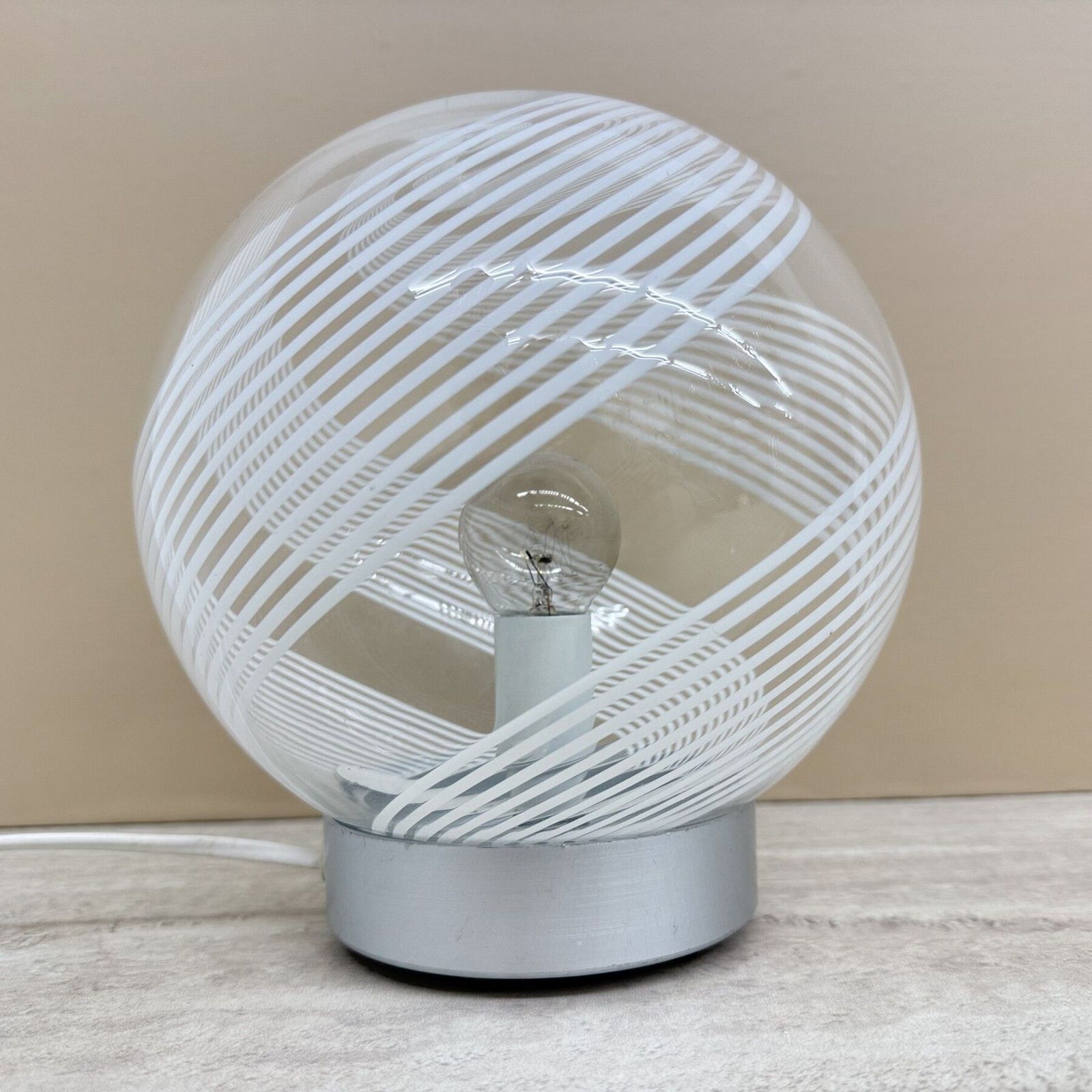 Mid Century Design Tafellamp Met Wervelglas, Jaren 1970, Italië