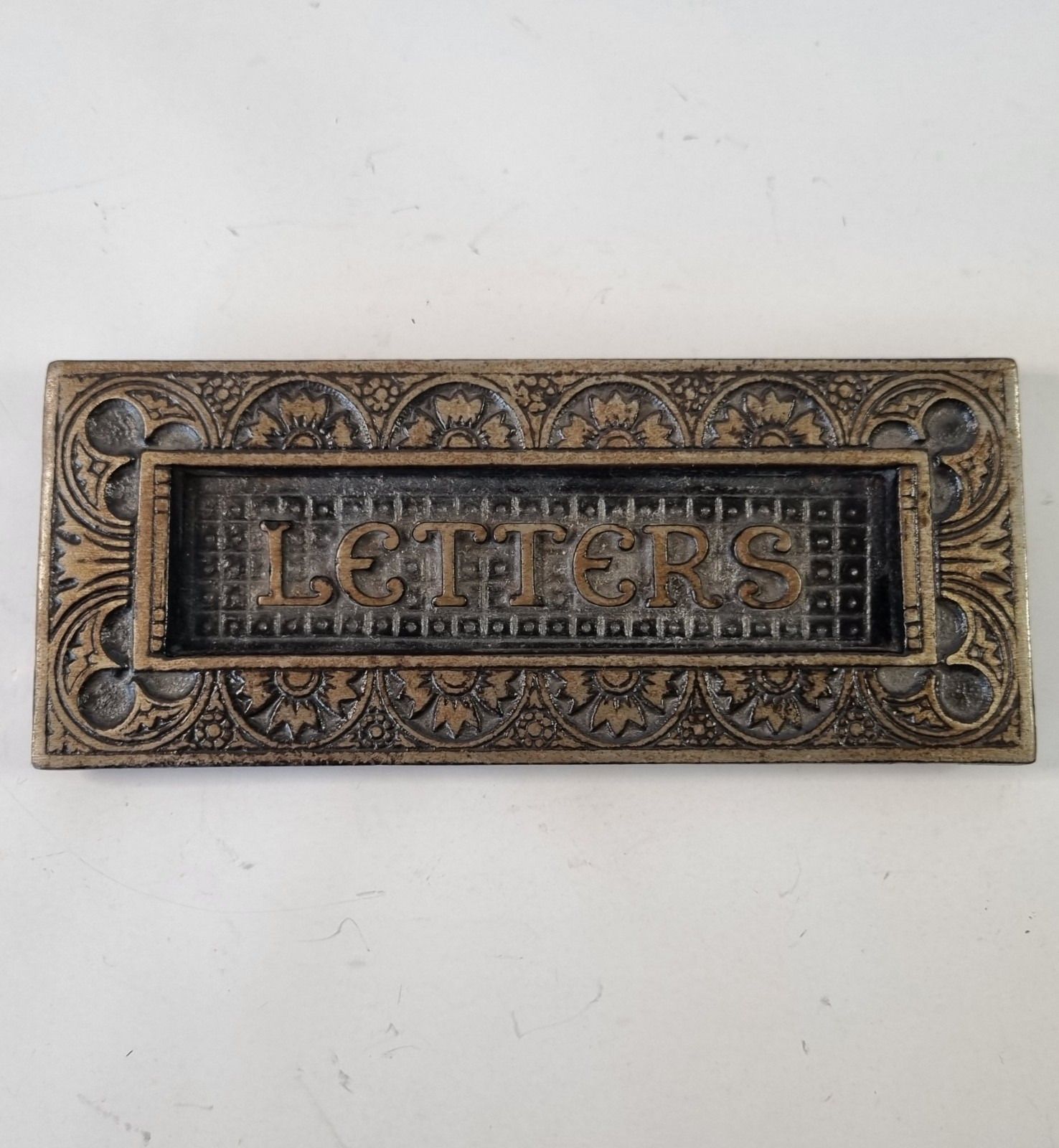 A.Kenrick Antique Victorian Cast Iron Letter Box Plate C.1890 Ornate 'Letters'