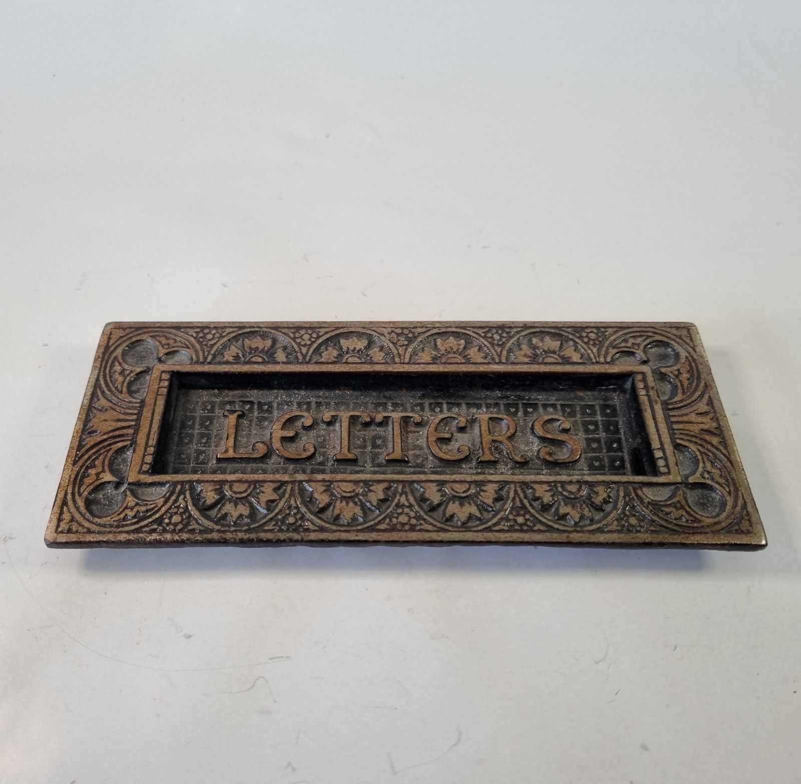 A.Kenrick Antique Victorian Cast Iron Letter Box Plate C.1890 Ornate 'Letters' photo furniture