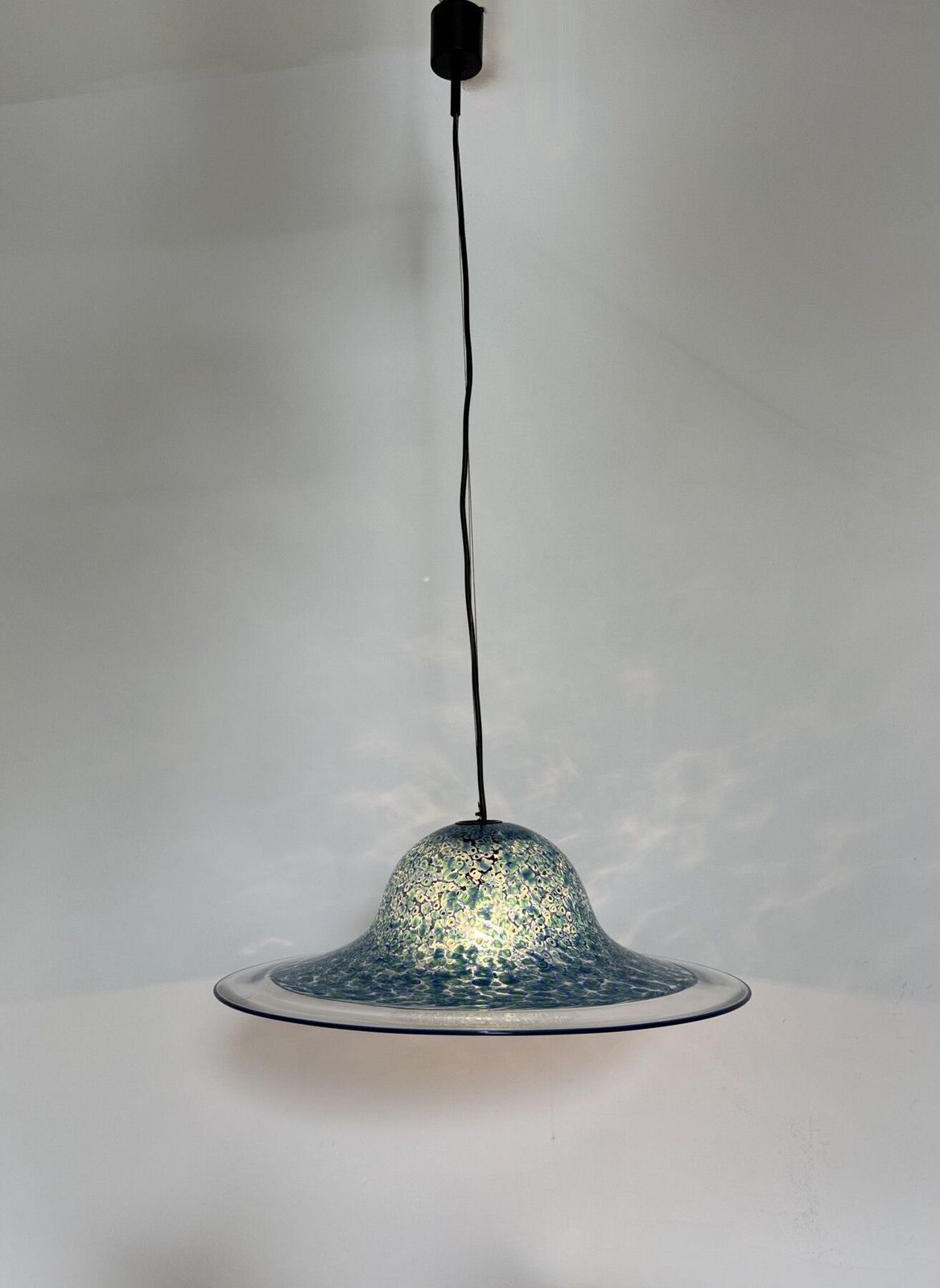 Blauwe Murano glazen hanglamp Neverrino van Gae Aulenti voor Vistosi, Italië, jaren 1970 photo buy