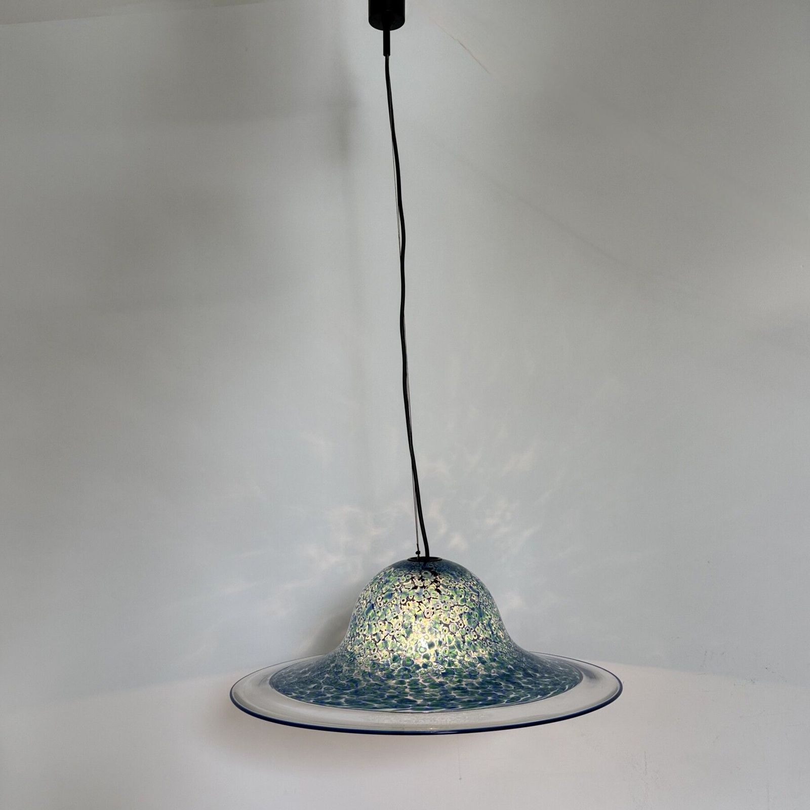 Blauwe Murano glazen hanglamp Neverrino van Gae Aulenti voor Vistosi, Italië, jaren 1970 photo vintage