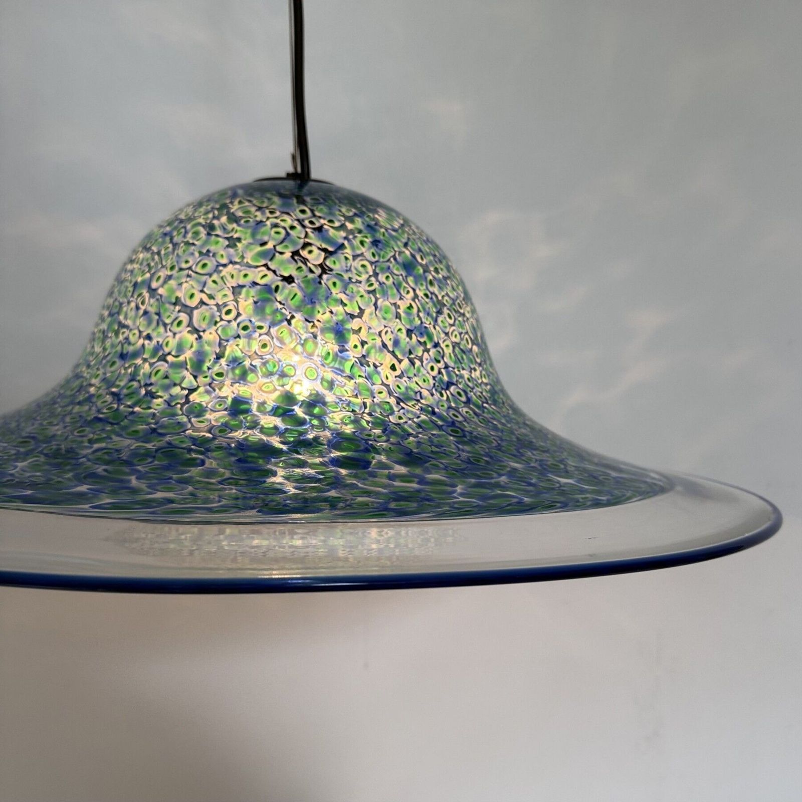 Verlichting Blauwe Murano glazen hanglamp Neverrino van Gae Aulenti voor Vistosi, Italië, jaren 1970 photo