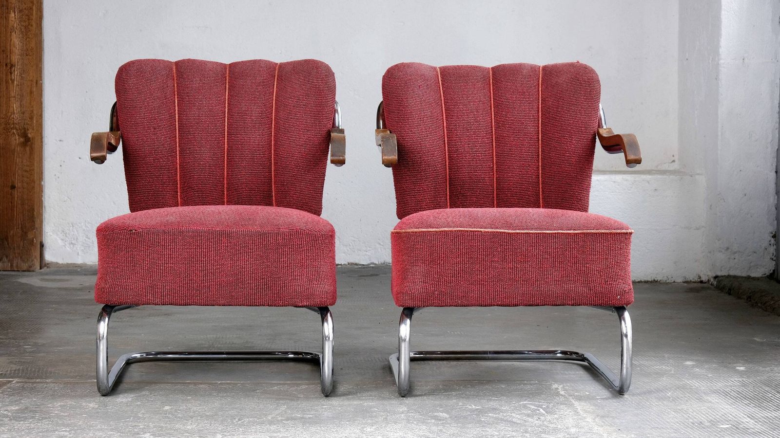 Two Bauhaus Armchairs By Mücke Melder In Dark Red photo furniture
