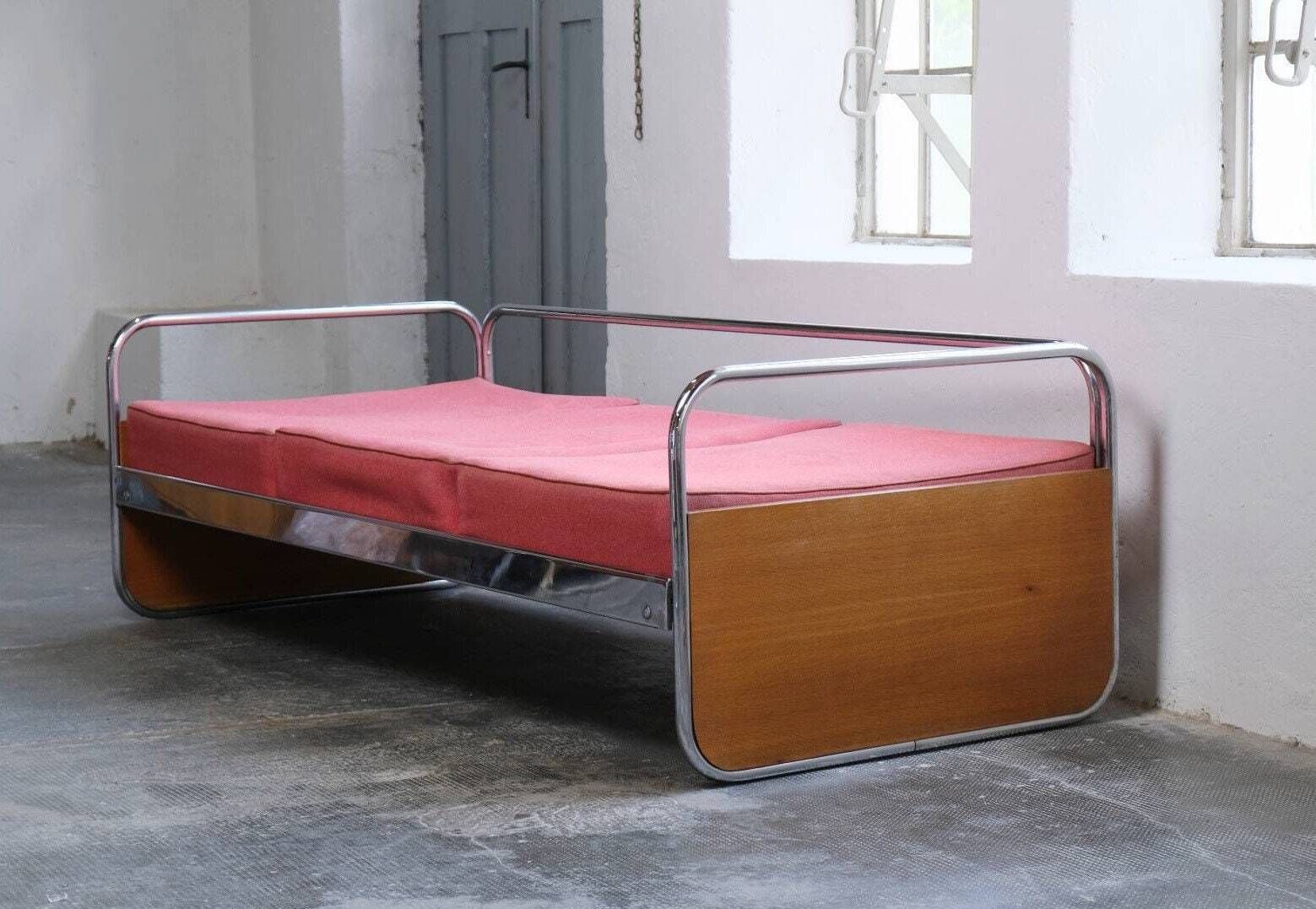 Bauhaus Sofa / Daybed Made Of Chrome Plated Steel Tubes