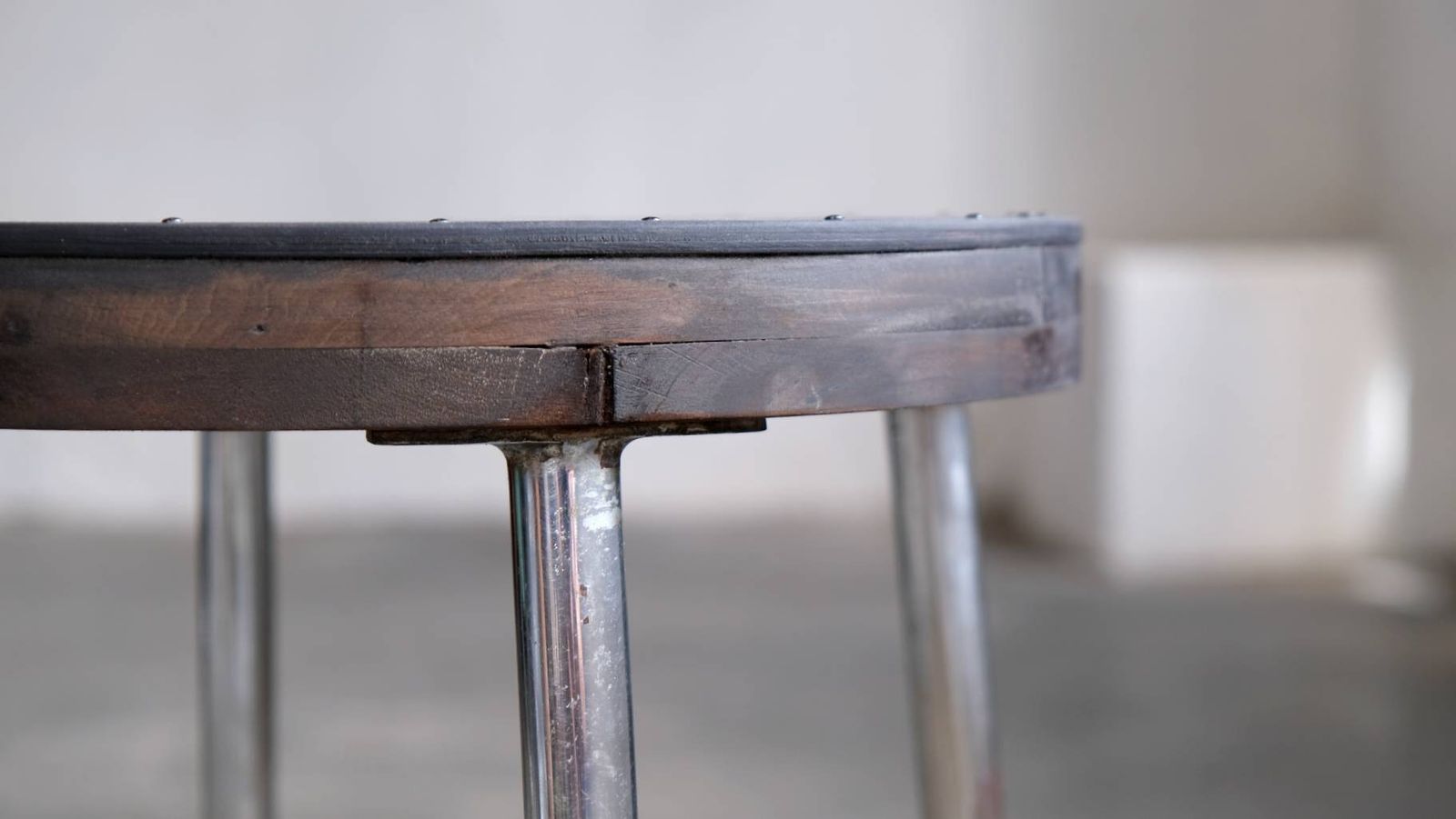 Round Bauhaus Stool In Chromed Tubular Steel, B77 Design photo buy