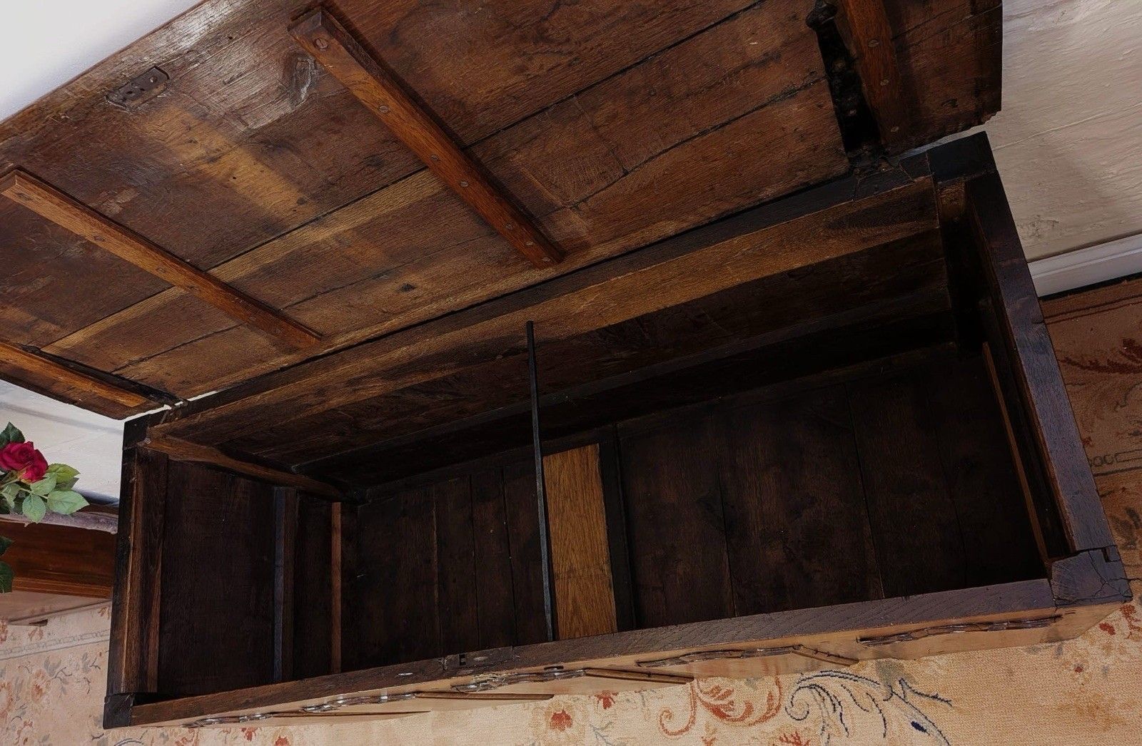 Period Rustic Golden Oak 5 Panel Kist Coffer photo buy