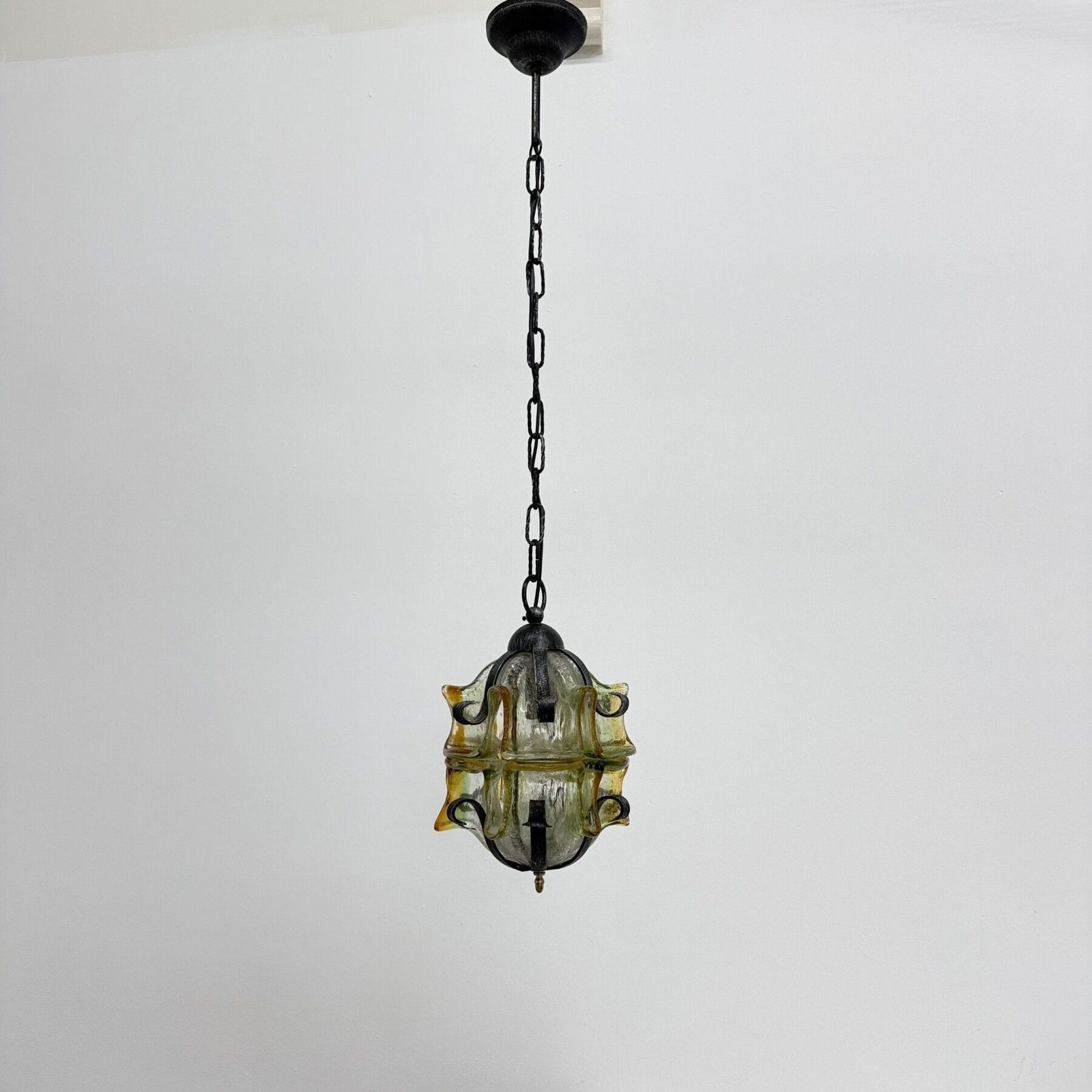photo for sale Brutalistische Hanglamp Van Glas En Ijzer, Jaren 1970