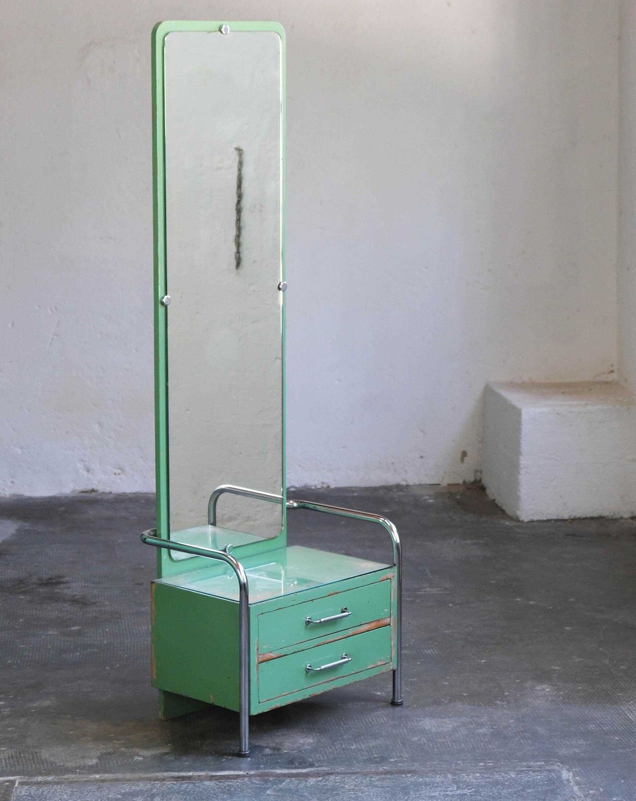 Bauhaus Mirrored Chest Of Drawers By Vichr In Lime Green