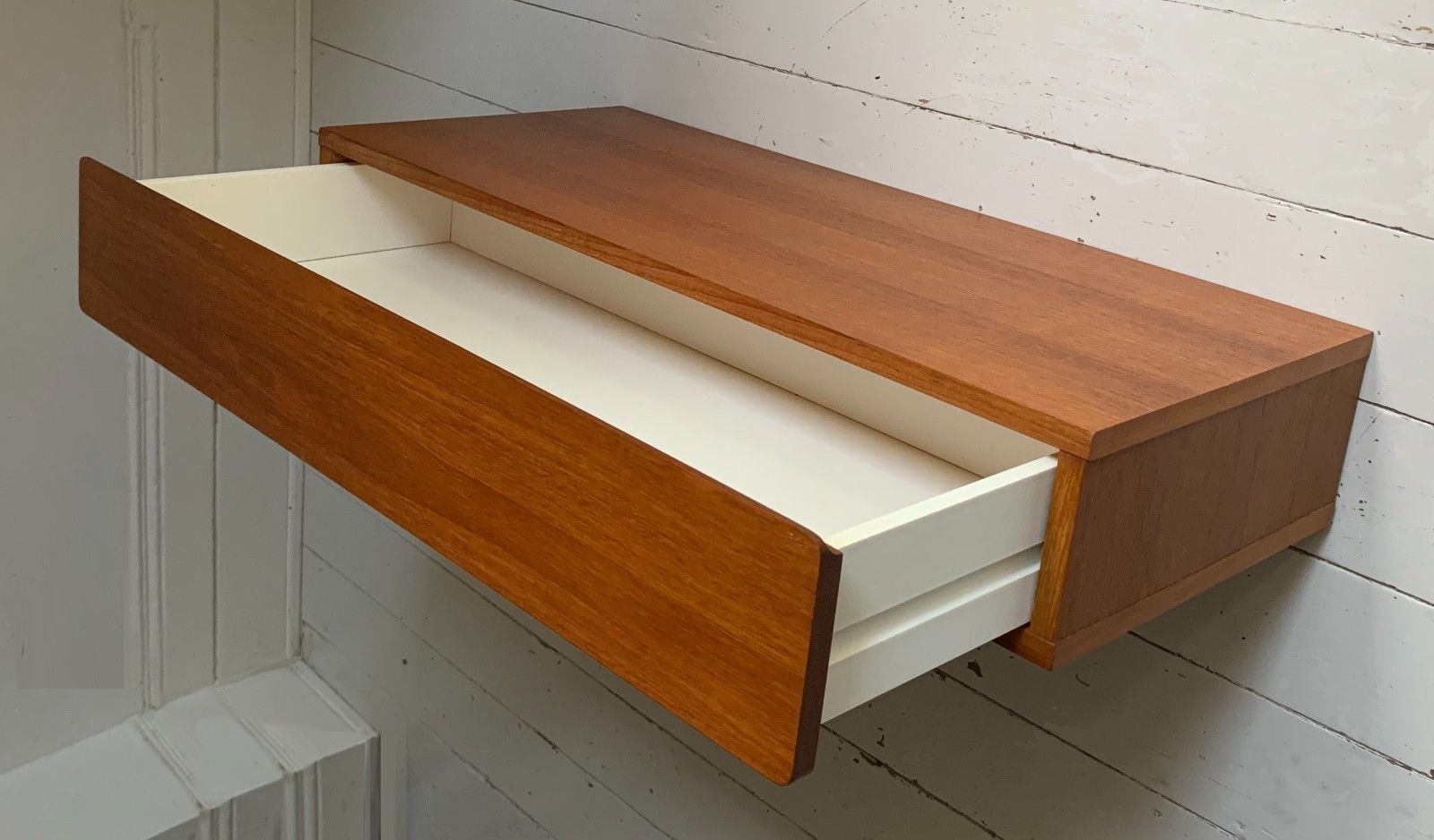Mid Century Teak Beaver & Tapley 33 Floating Drawer / Shelf  W/ Mounting Bracket photo buy