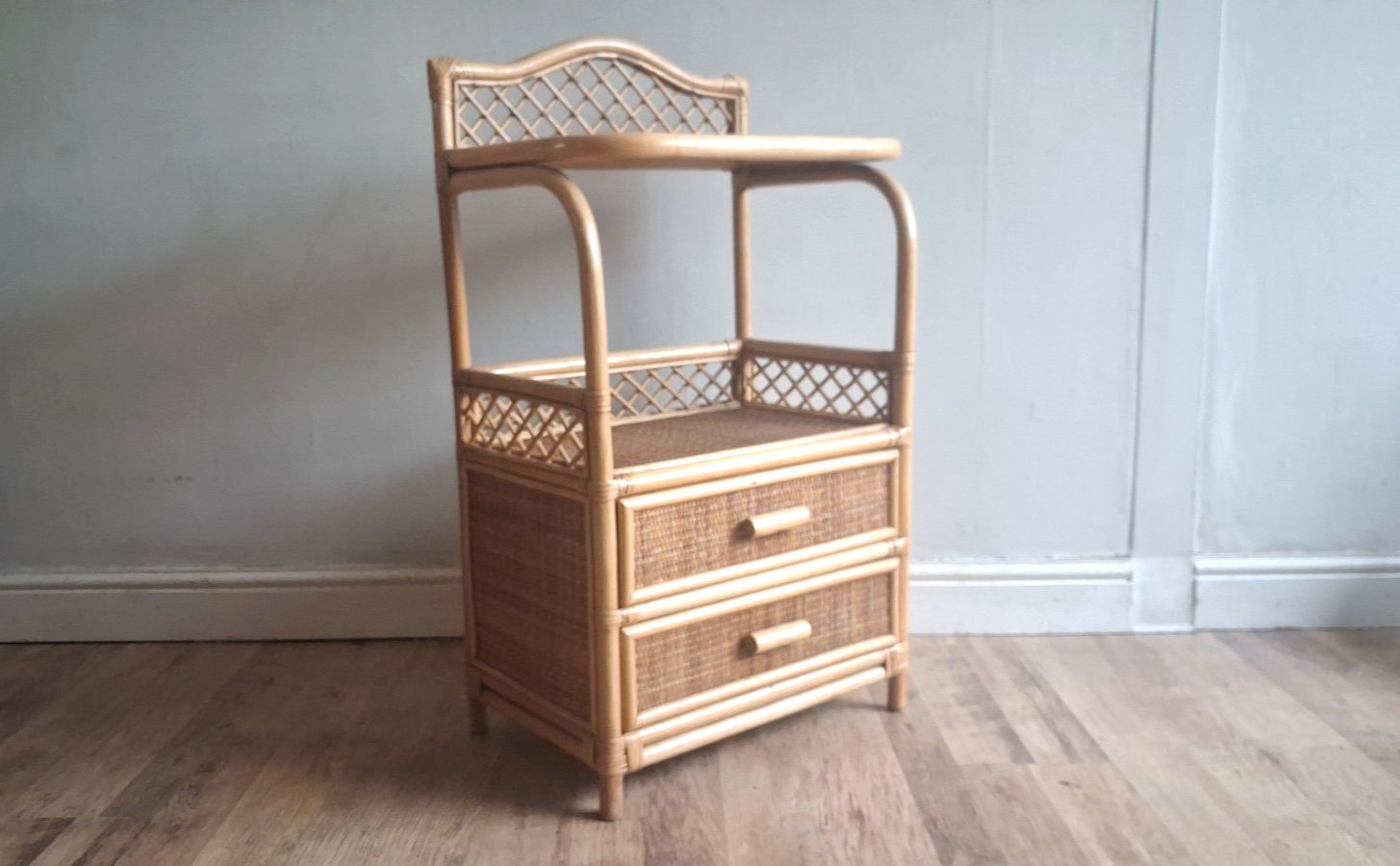 Superb 1970's Bamboo And Rattan  Chest / Cabinet /Nightstand/Drawers  In Vgc