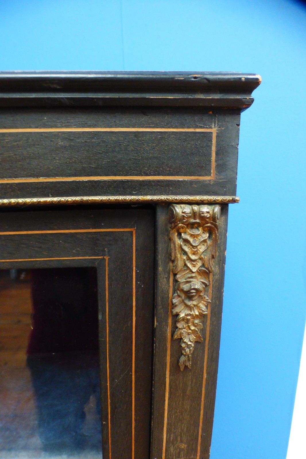 photo for sale Victorian Ebonised Pier Display Glazed Cabinet Ornate Details Uk Delivery