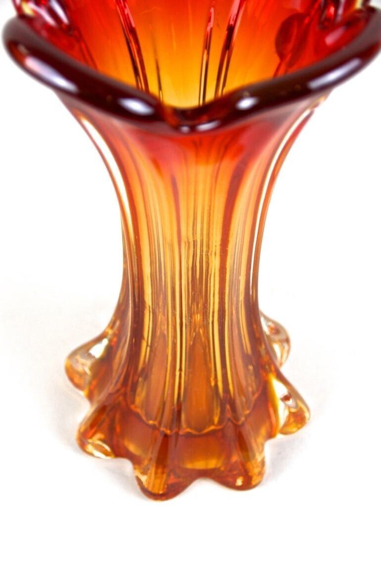 20th Century Murano Glass Vase, Mid Century   Red / Orange, It Ca. 1960/70 photo Home Decor