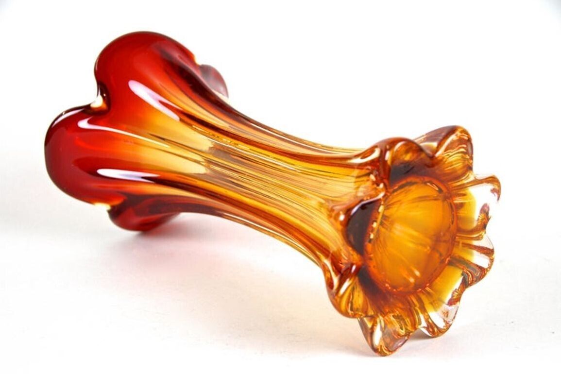 530.0 20th Century Murano Glass Vase, Mid Century   Red / Orange, It Ca. 1960/70 photo