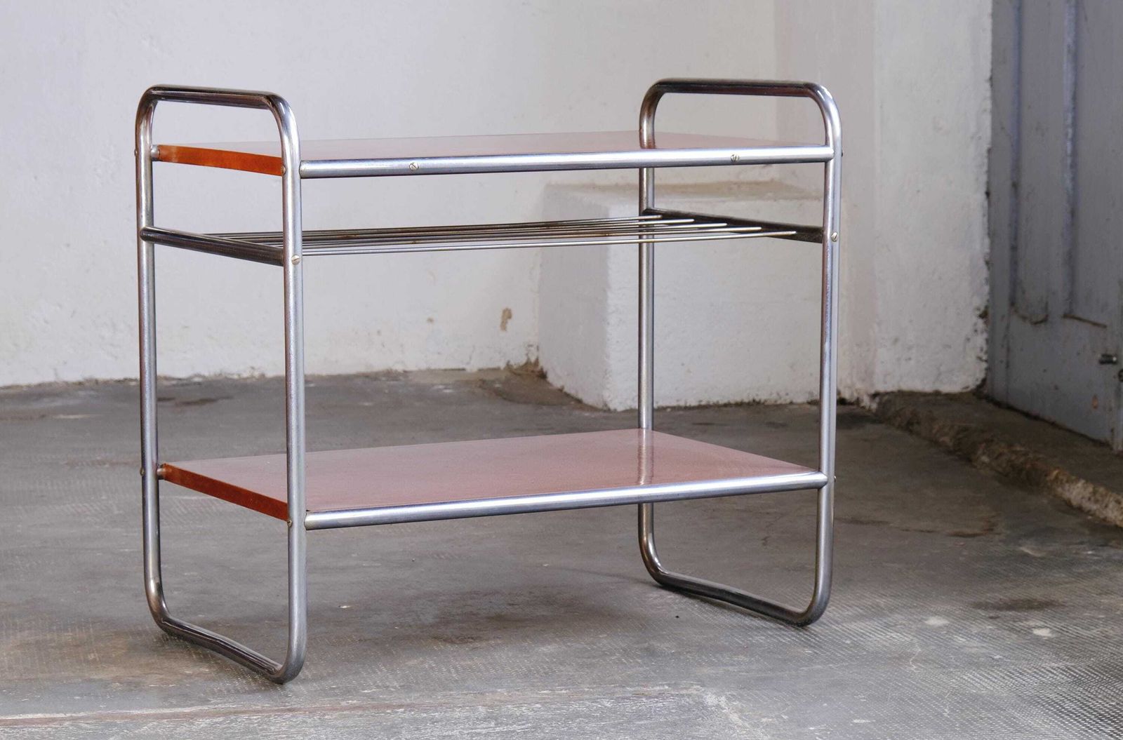 Bauhaus Side Table / Art Deco Shelf Made Of Steel Tubes photo Furniture