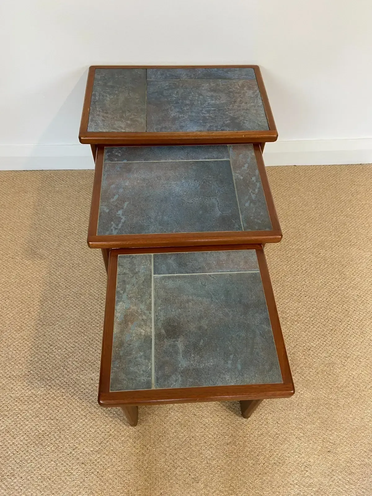 165.0 Mid Century Danish Tiled Top Nest Of Coffee/Side Tables photo