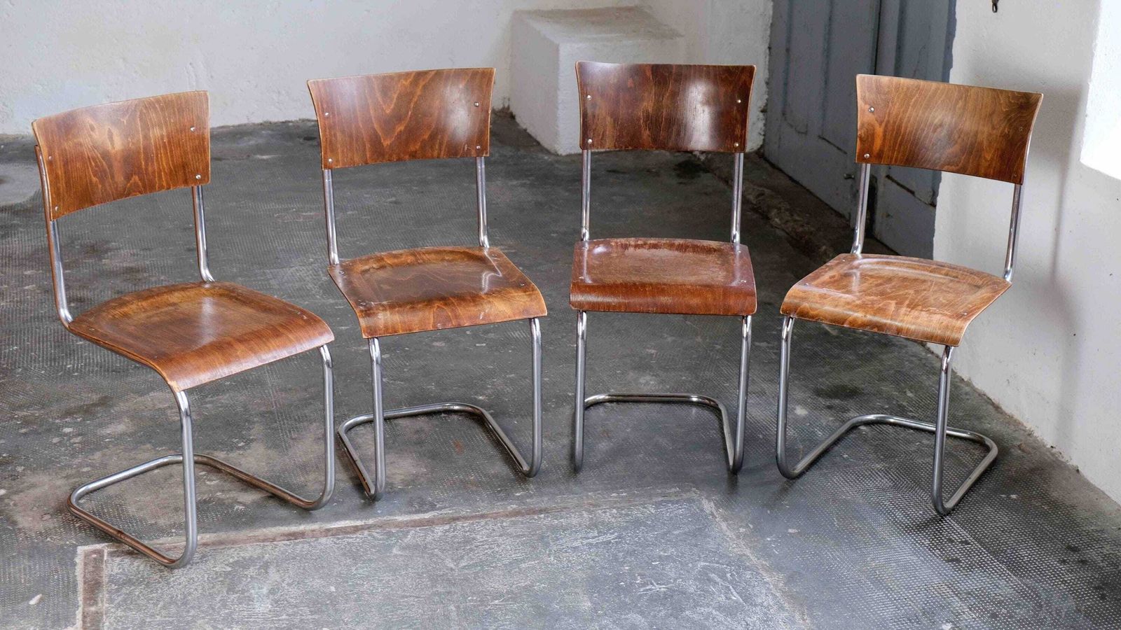 Set Of Four Bauhaus Cantilever Chairs After Mart Stam, S 43 By Slezak