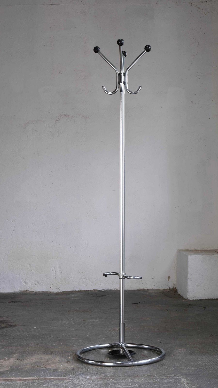 Bauhaus Coat Rack Made Of Chrome Plated Steel Tubes With Umbrella Stand photo furniture