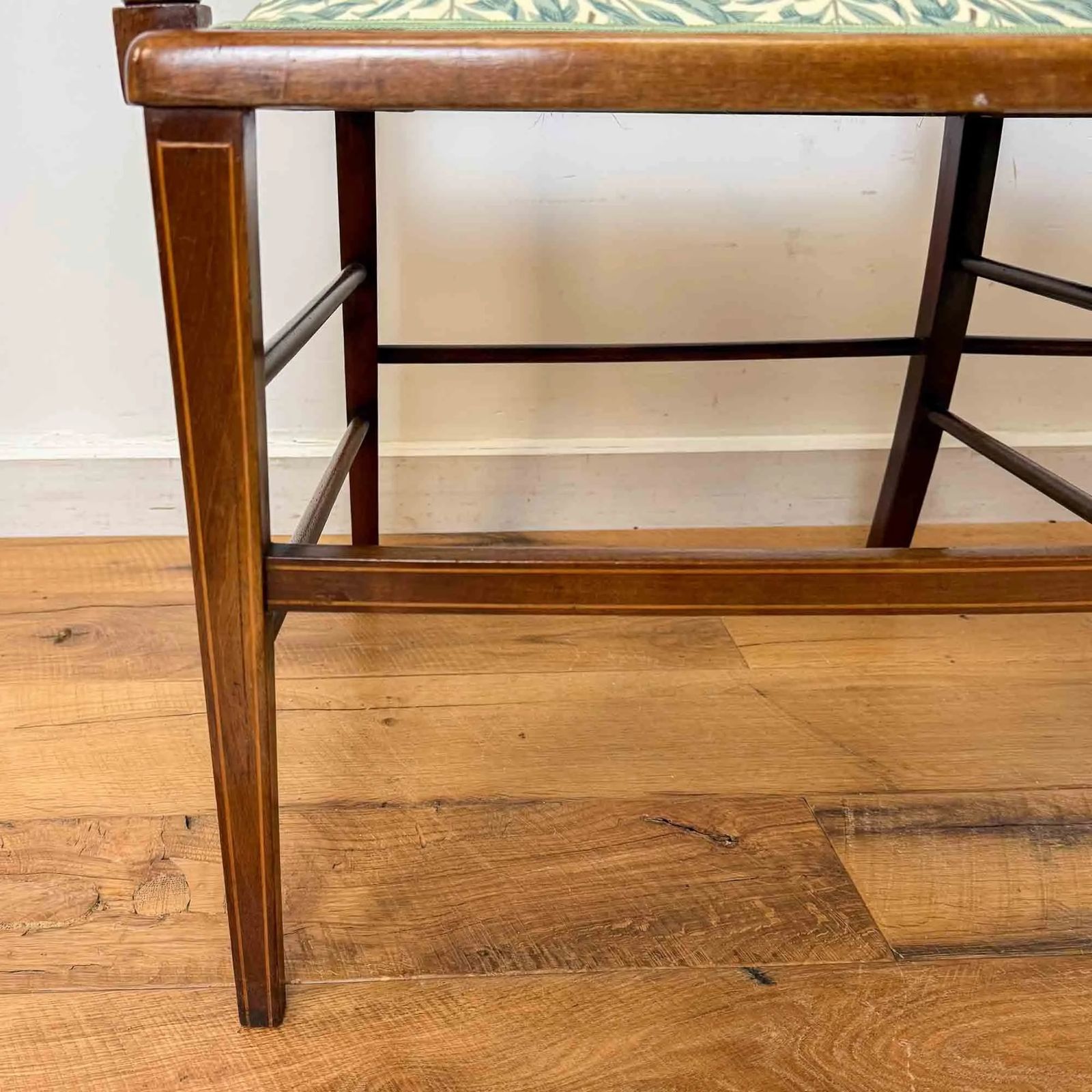 Edwardian Art Nouveau Inlaid Mahogany Settee photo vinterior