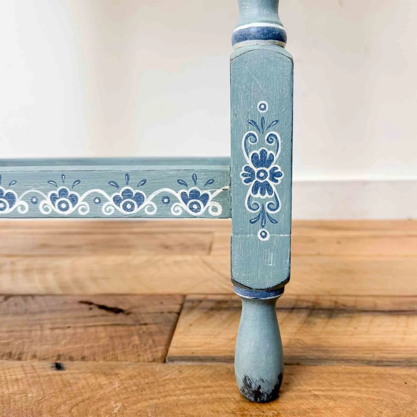 Vintage Oval Barley Twist Table With Blue & White Painted Finish photo buy