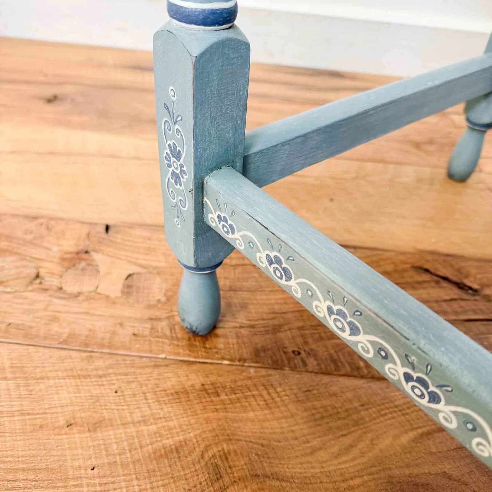 225.0 Vintage Oval Barley Twist Table With Blue & White Painted Finish photo