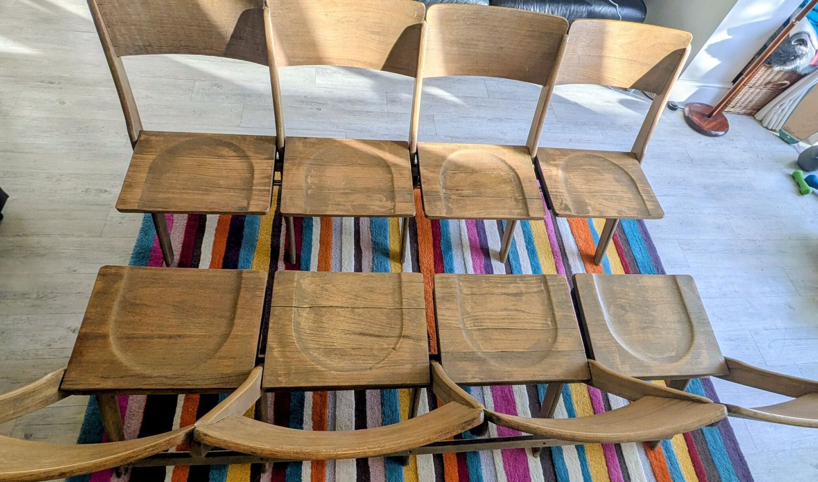 Pair Of Matching Antique Folding Bench With Flip Up Seat/ Cinema Seats photo Furniture