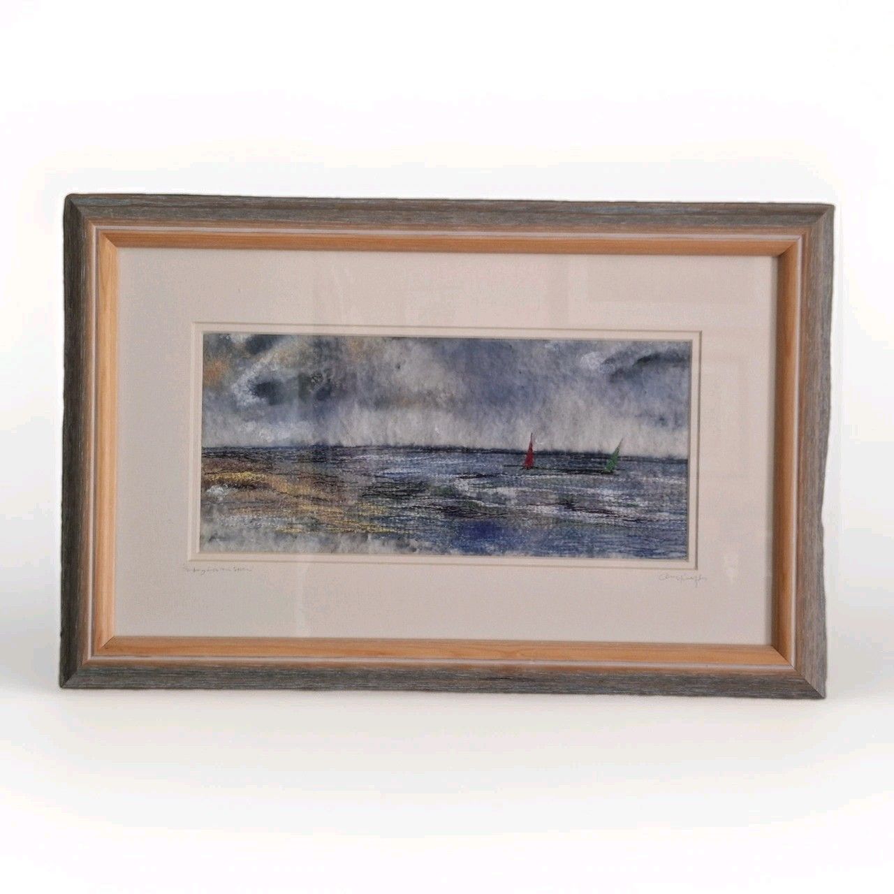 Caroline Hyde Brown One Off Textile Embroidered Seascape Solent Liberty London photo furniture