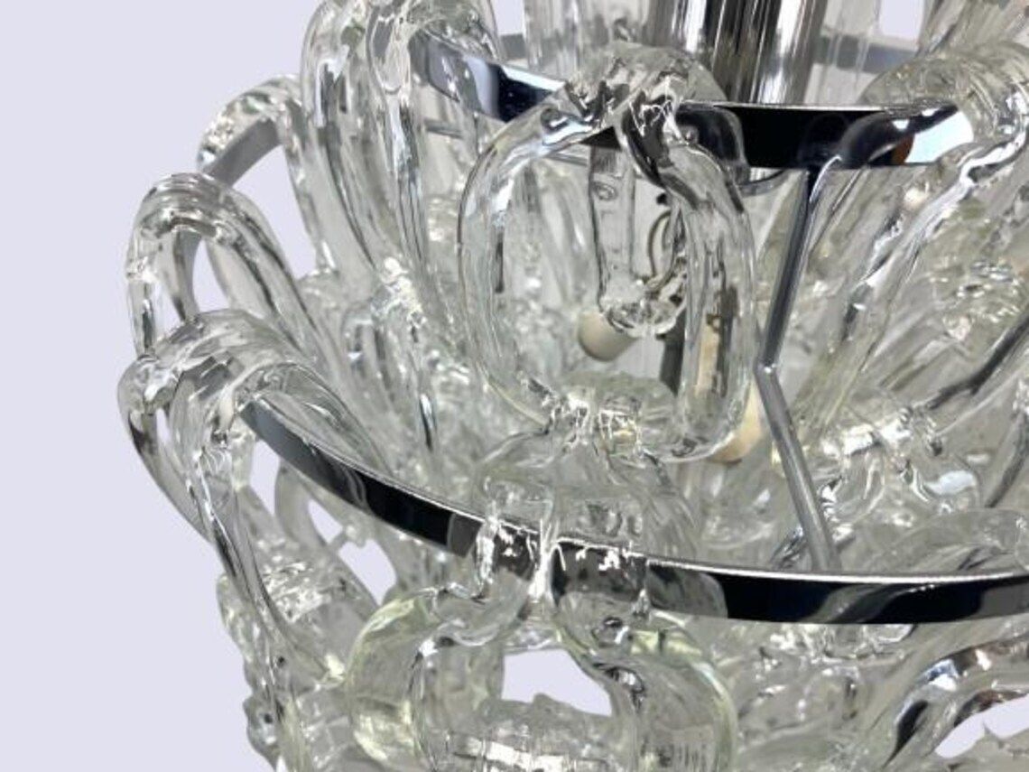 Murano Chandelier  Mid Century Chandelier  Italian Lamp 60s  Pop Art Glass Chandelier photo vintage