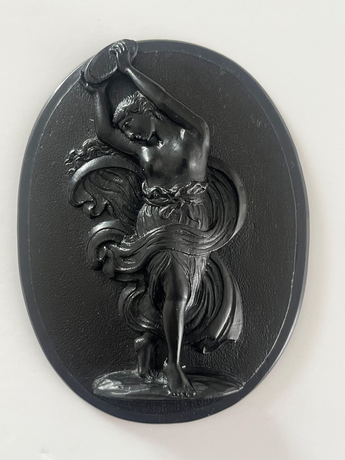 Antiek zwart basalt wandreliëf, mogelijk van Josiah Wedgwood, ca. 1860 photo furniture