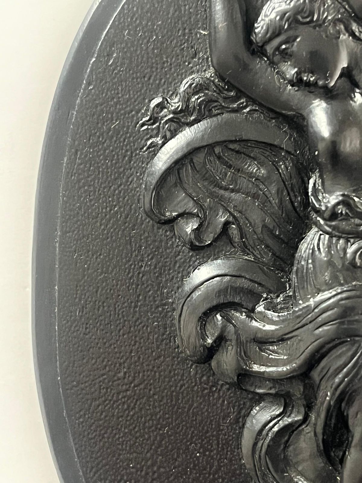 Antique Black Basalt Wall Plaque Probably By Josiah Wedgwood, Circa 1860 photo vinterior