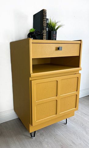 Mustard Yellow Nathan Drinks Cabinet  Mid‑Century Vintage Furniture  Kimterior photo vinterior