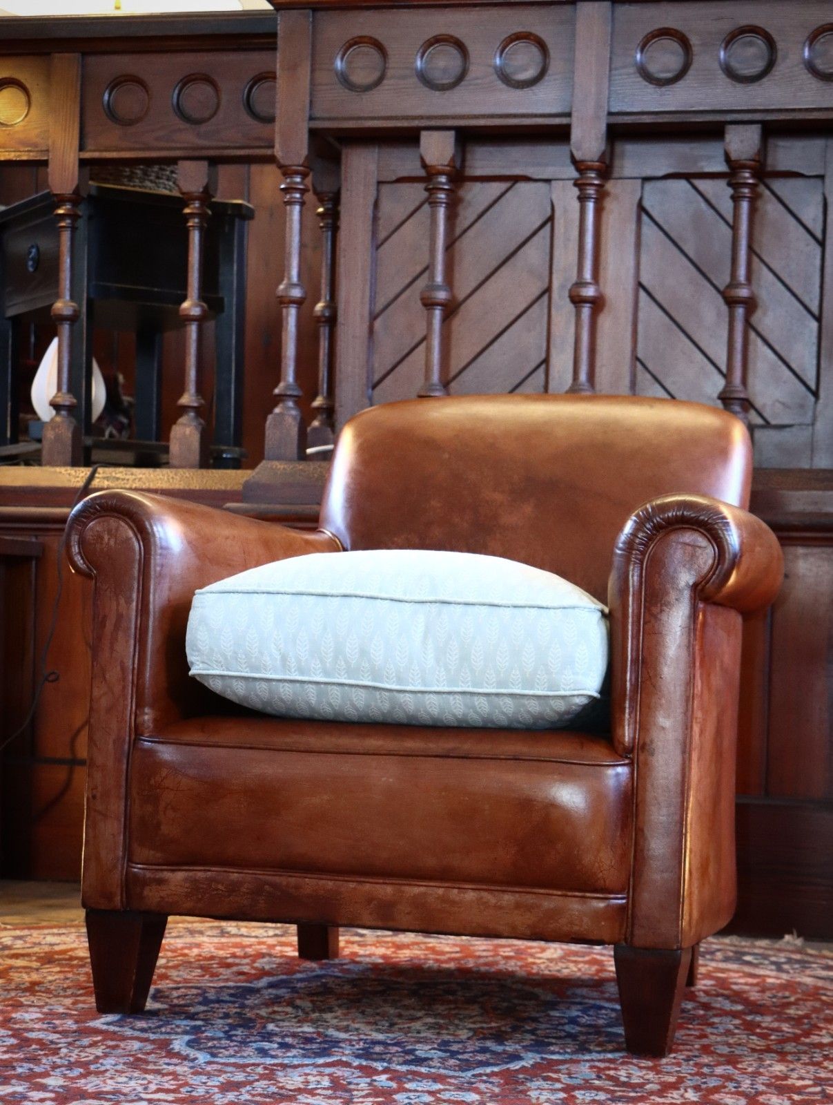 Laura Ashley Burlington Leather Library Club Fireside Leather Armchair Tan Del🚚 photo vinterior