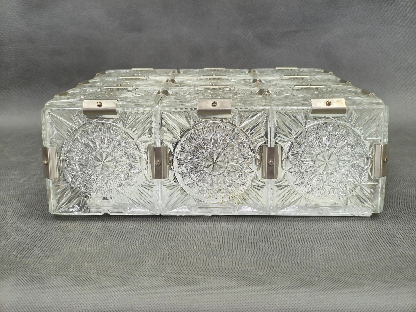 Czech Cut Glass Flush Mount Ceiling Light, Kamenický šenov 1970s photo furniture