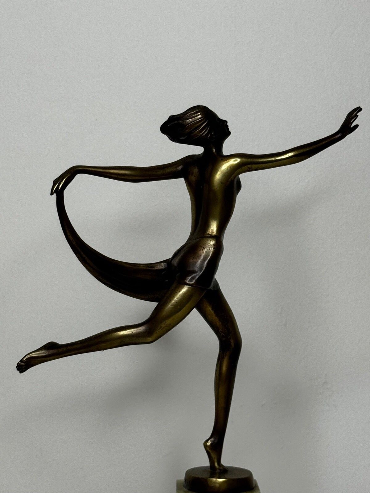 Austrian Art Deco Sculpture Dancing Lady Closed Eyes With Elegant Legs Lorenzl photo for sale