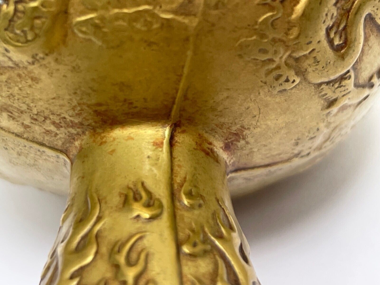 1000.0 Small Chinese Qing Dynasty Gilded Bronze Drinking Vessel Dragon Wine Goblet photo