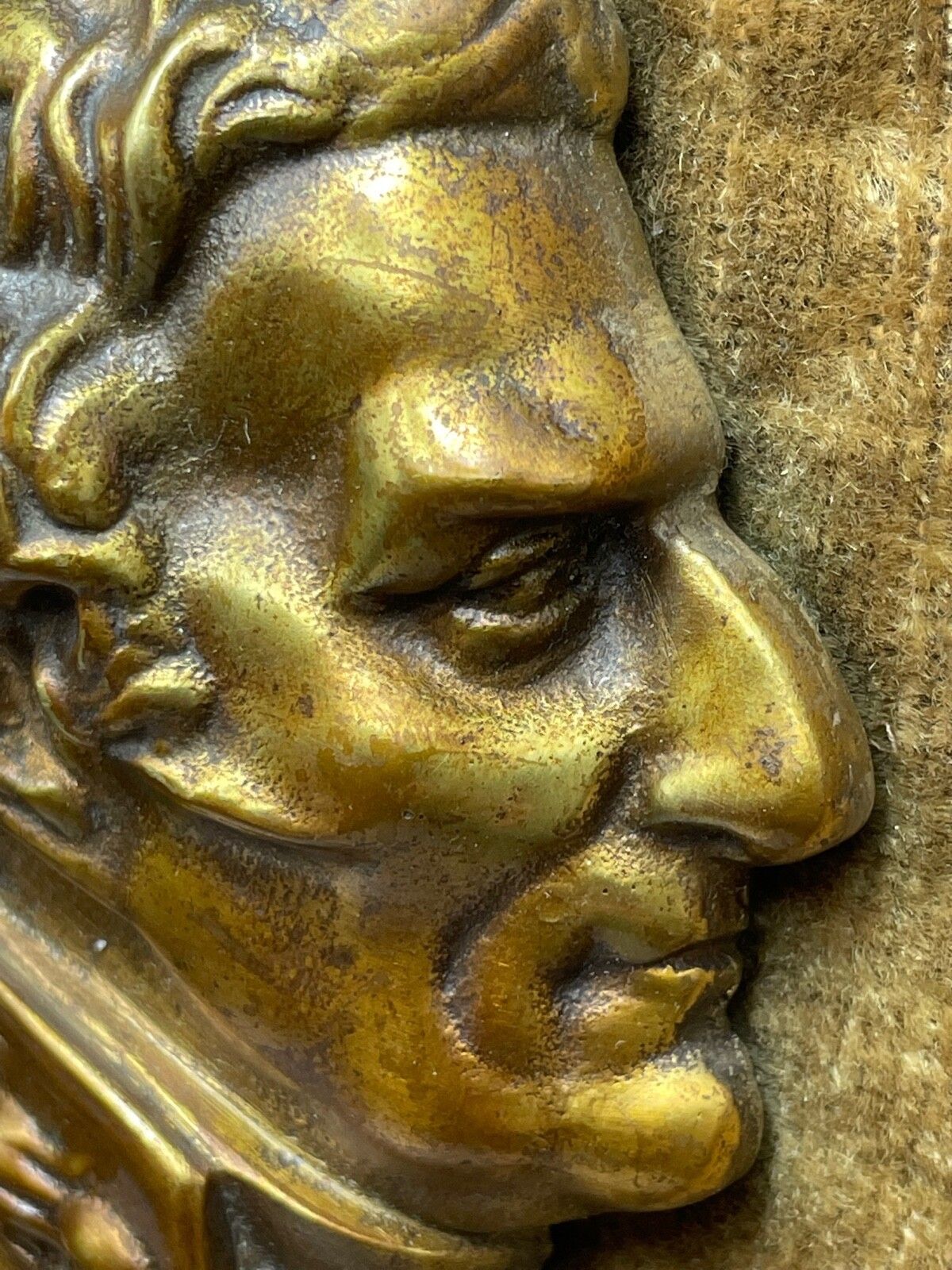 Early Victorian Gilded Ormolu Bronze Portrait Duke Wellington Wall Plaque Sculpture photo Art