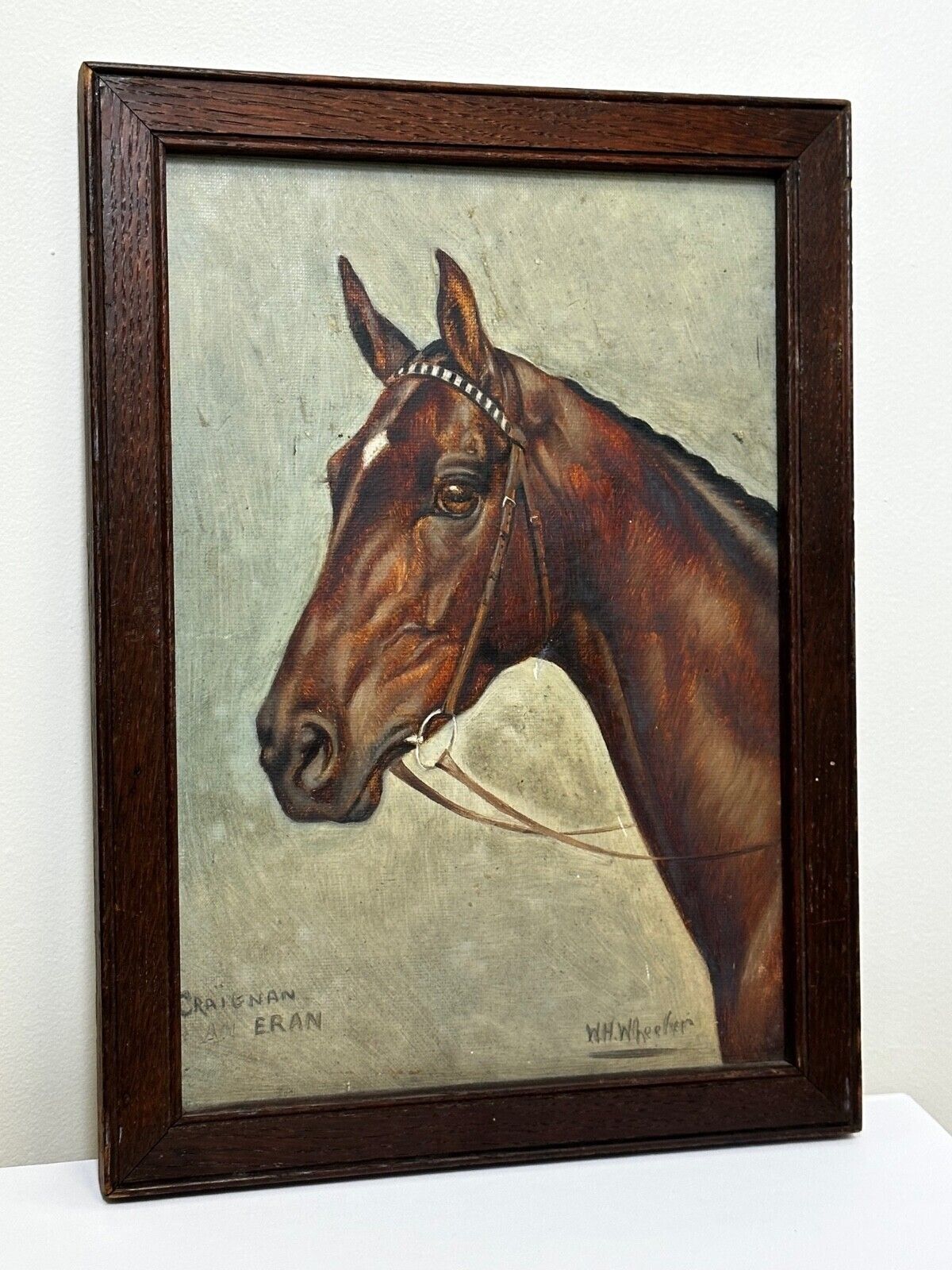 Equestrian Oil Portrait Of Champion Racehorse Craig An Eran By Walter Herbert Wheeler photo vinterior