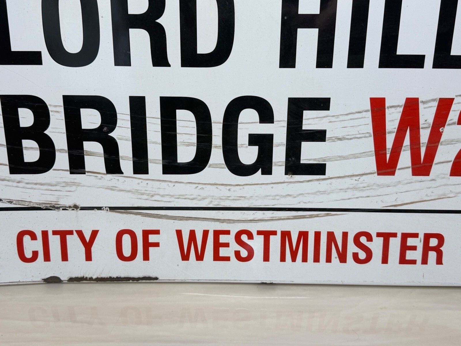 Mid Century Lord Hill’s Bridge W2 Original City Of Westminster Enamel Street Sign Sir Misha Black Design photo vintage
