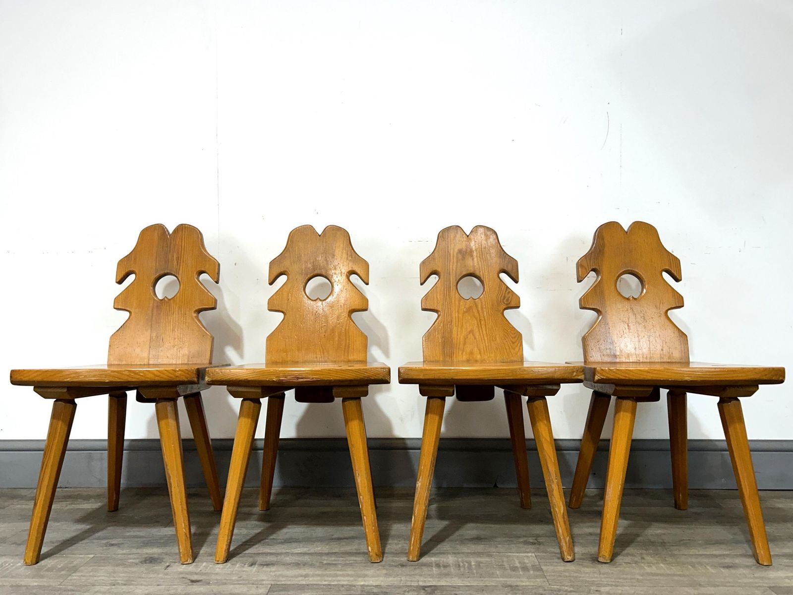 Fabulous Brutalist Polish Pine Dining Suite Josef Kulon Przelom Capelia 1960's. photo for sale