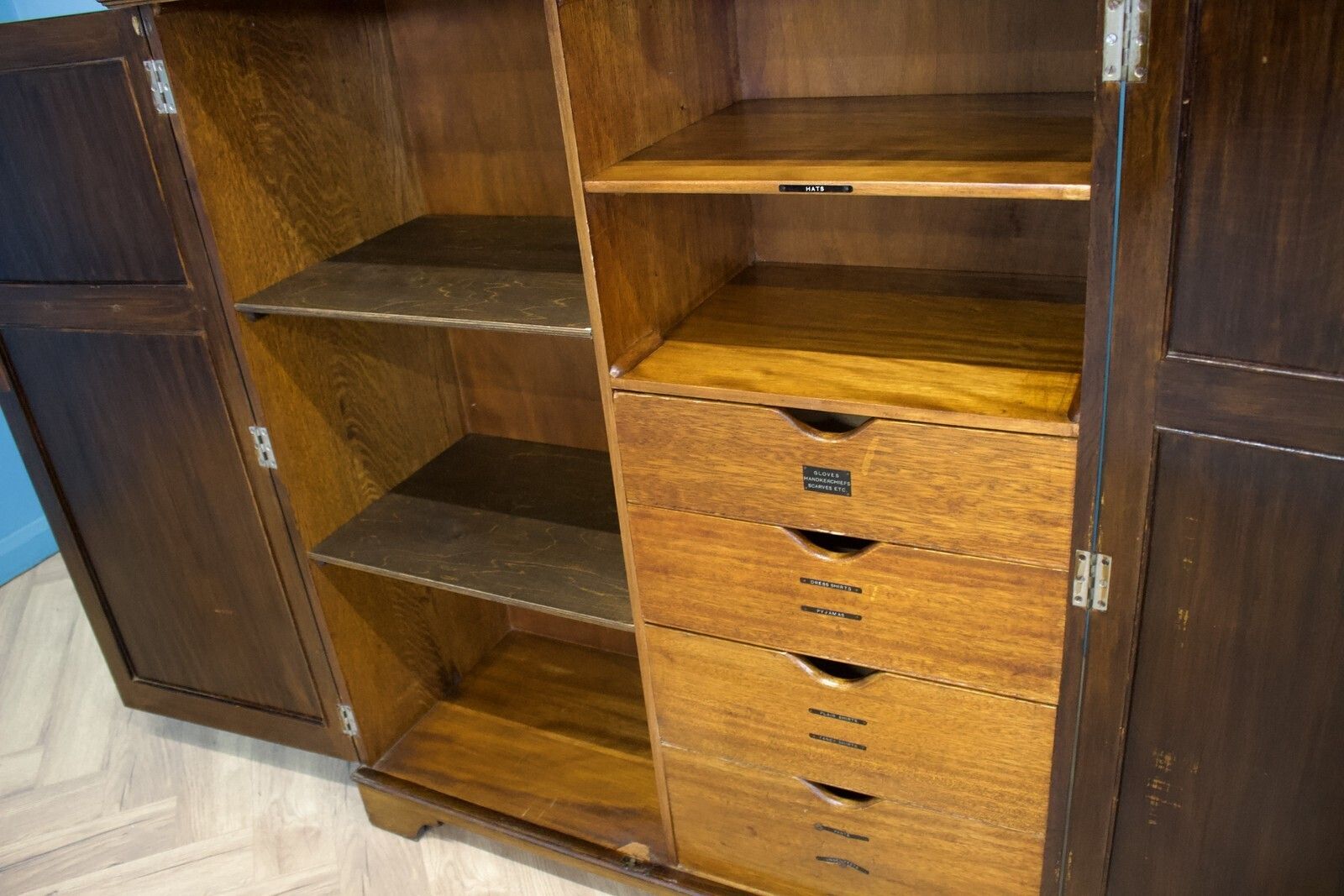 Art Deco Oak Tallboy / Compactum The Valet, 1930s #1761 photo vinterior