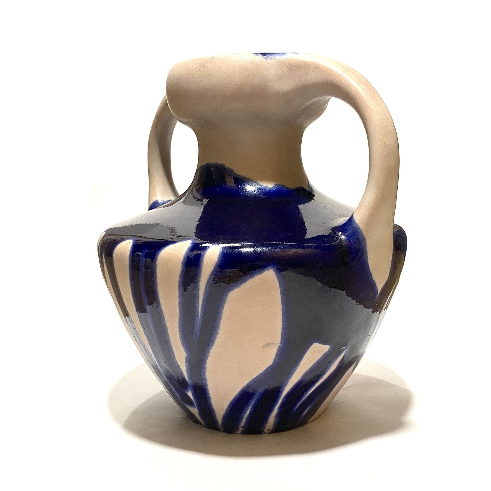 Marei Keramik 9302 vaas in dieppaars/blauw drip-glazuur, West-Duits aardewerk ca. jaren 1970